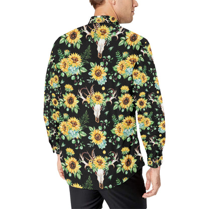 Sunflower Pattern Print Design SF08 Men's Long Sleeve Shirt