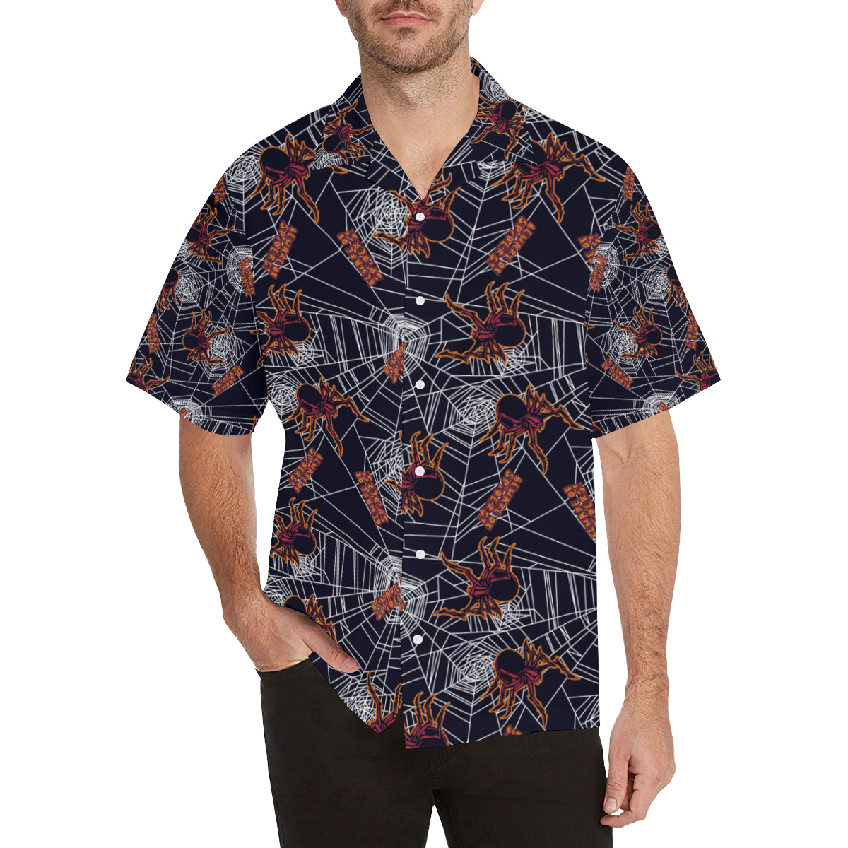 Tarantula Spiderwebs Pattern Print Design 01 Men's Hawaiian Shirt