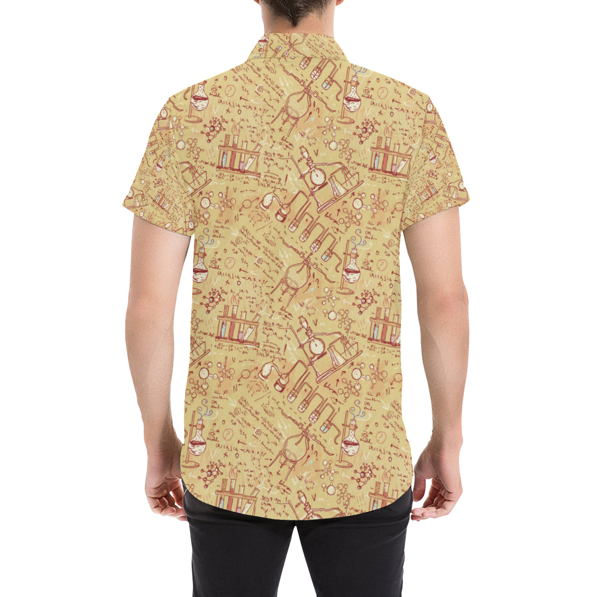 Chemical Pattern Print Design 01 Men's Short Sleeve Button Up Shirt