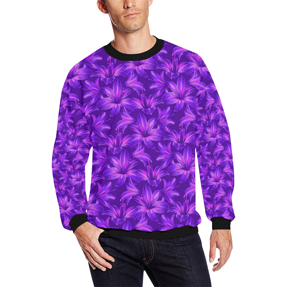 Amaryllis Pattern Print Design AL03 Men Long Sleeve Sweatshirt