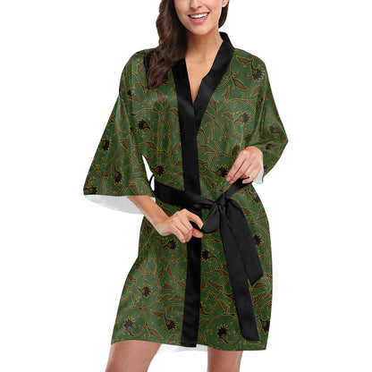 Brocade Pattern Print Design 02 Women's Short Kimono