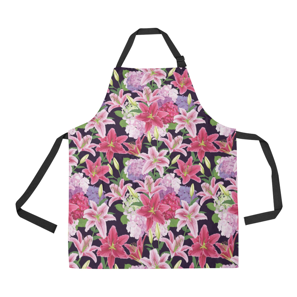 Lily Pattern Print Design LY017 Apron with Pocket