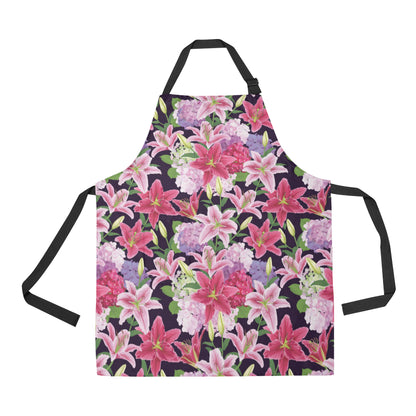 Lily Pattern Print Design LY017 Apron with Pocket