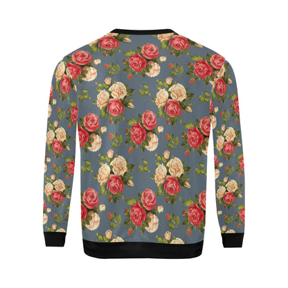 Rose Pattern Print Design RO017 Men Long Sleeve Sweatshirt