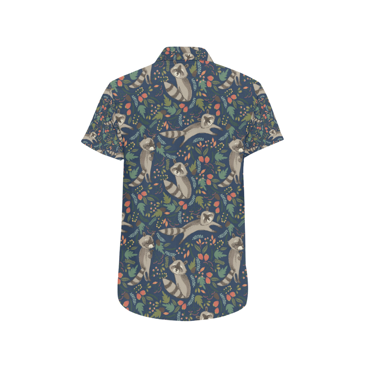 Raccoon Pattern Print Design A02 Men's Short Sleeve Button Up Shirt