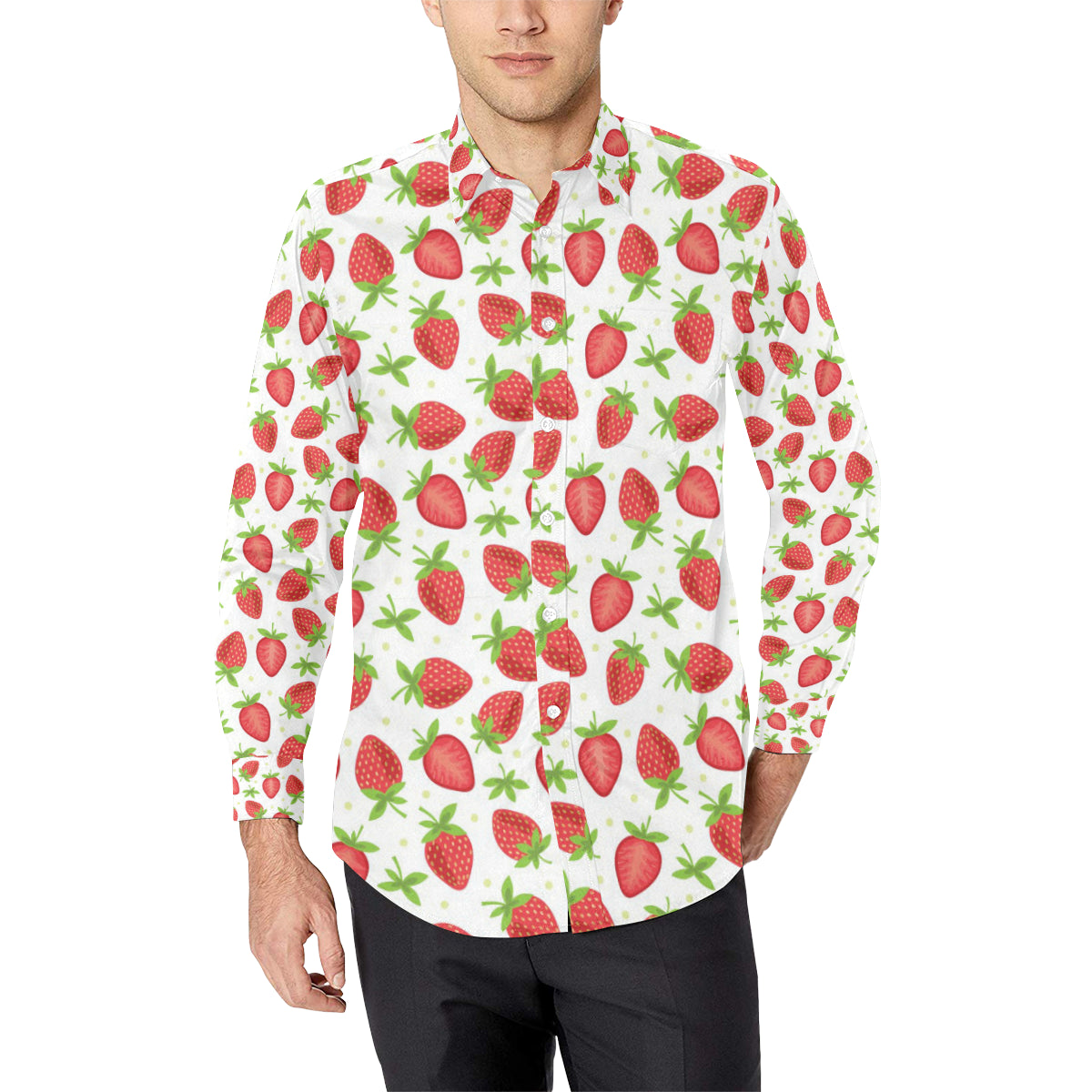 Strawberry Pattern Print Design SB07 Men's Long Sleeve Shirt