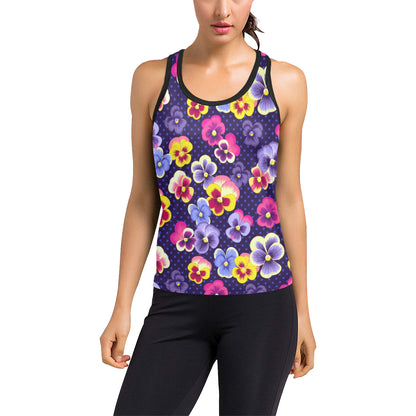 Pansy Pattern Print Design PS04 Women's Racerback Tank Top