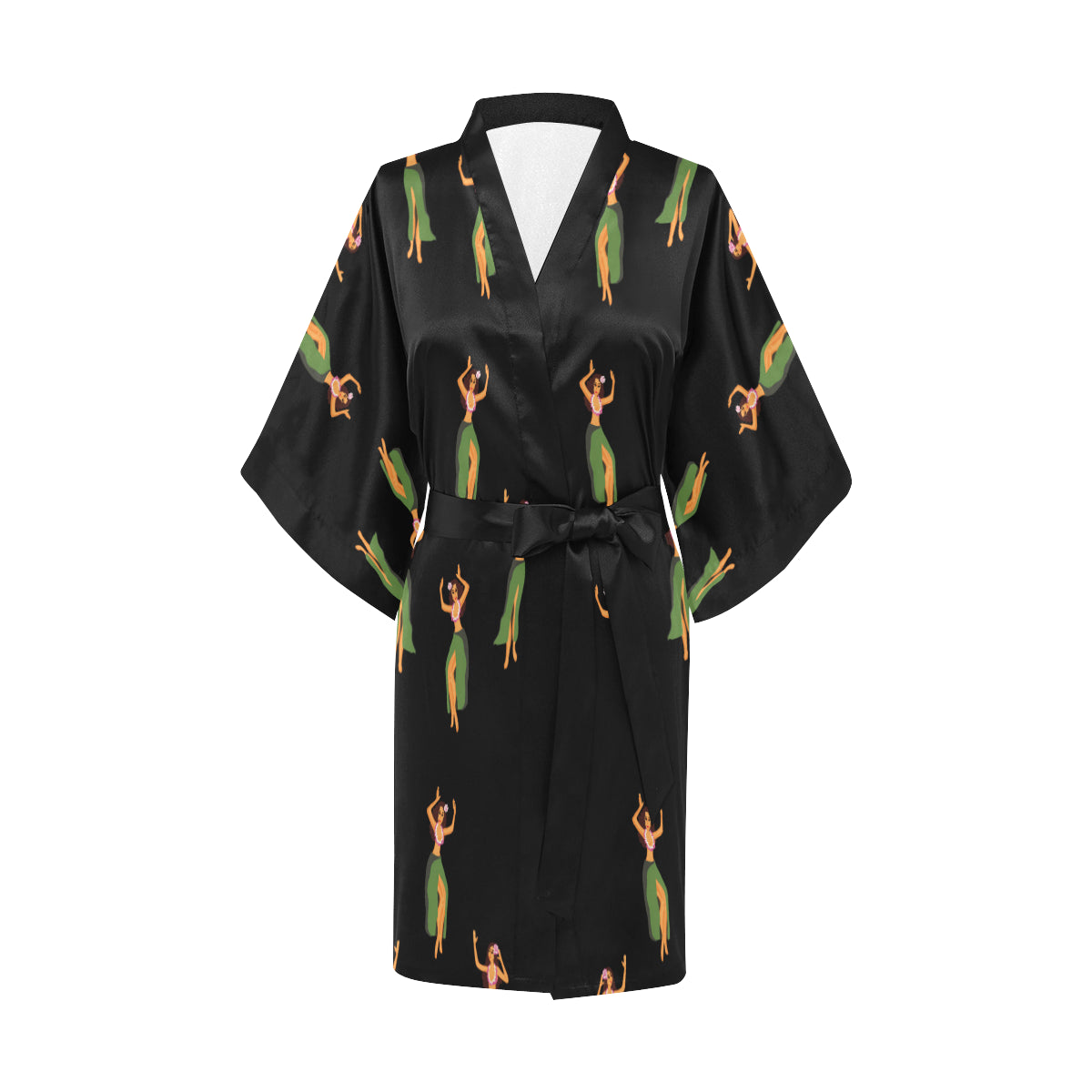 Hula Dancers Girl Pattern Print Design 01 Women's Short Kimono