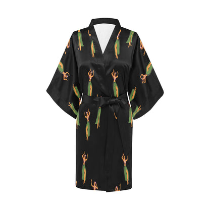 Hula Dancers Girl Pattern Print Design 01 Women's Short Kimono