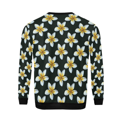 White Plumeria Pattern Print Design PM022 Men Long Sleeve Sweatshirt