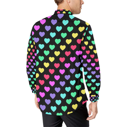 Heart Rainbow Pattern Print Design HE02 Men's Long Sleeve Shirt