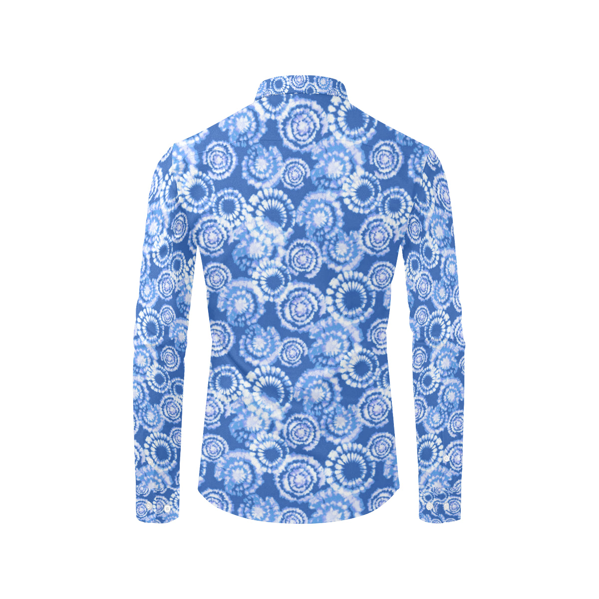 Tie Dye Blue Design Print Men's Long Sleeve Shirt