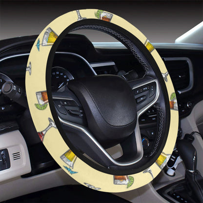 Cocktail Pattern Print Design 02 Steering Wheel Cover with Elastic Edge