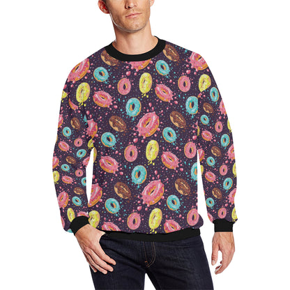 Donut Pattern Print Design DN03 Men Long Sleeve Sweatshirt