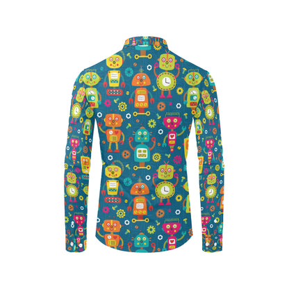 Robot Pattern Print Design A04 Men's Long Sleeve Shirt