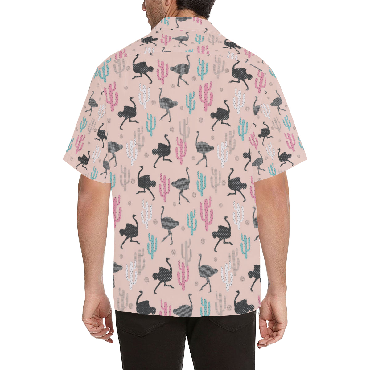 Ostrich Pattern Print Design 03 Men's Hawaiian Shirt