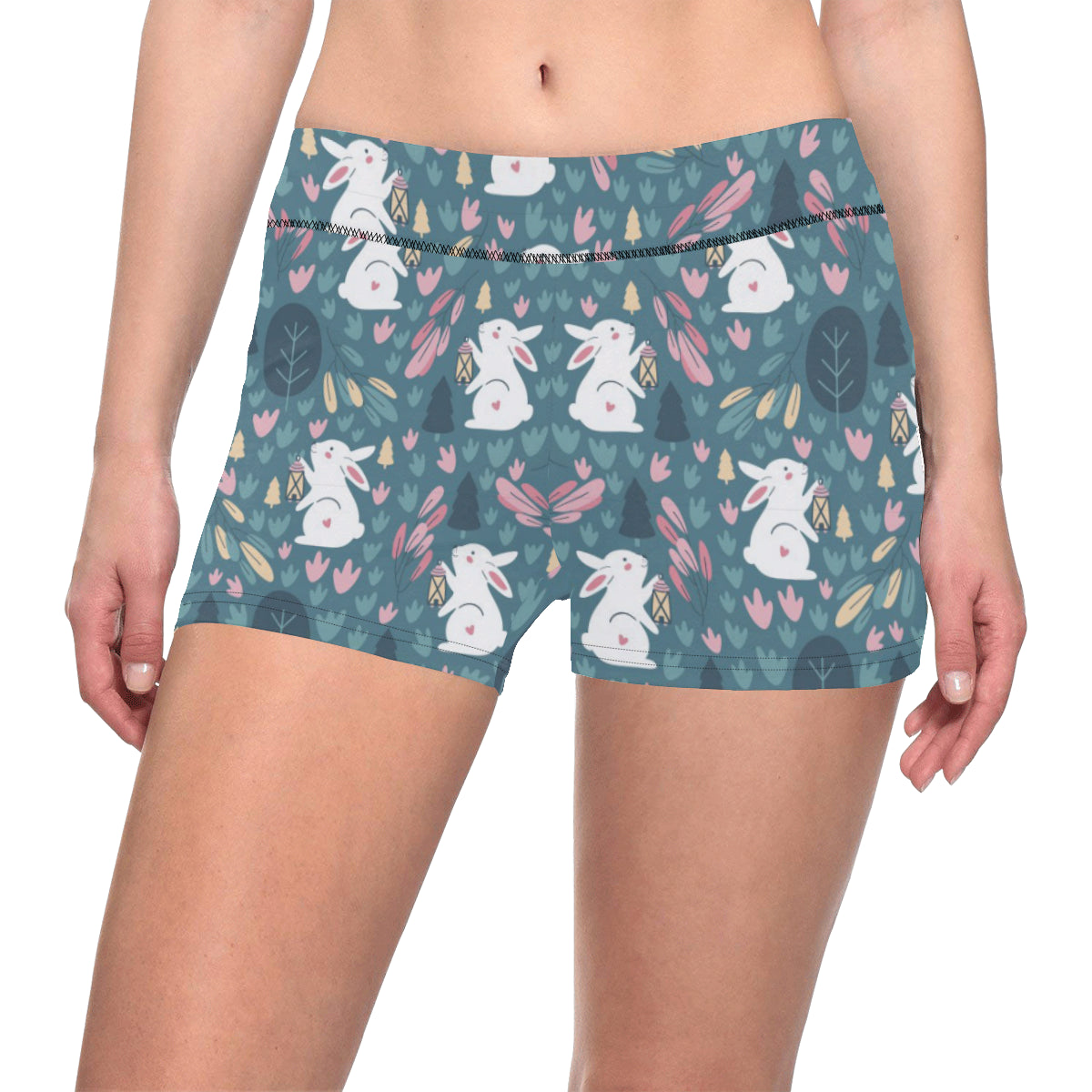 Rabbit Pattern Print Design RB013 Yoga Shorts