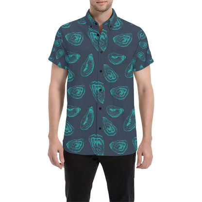 Oyster Pattern Print Design 01 Men's Short Sleeve Button Up Shirt