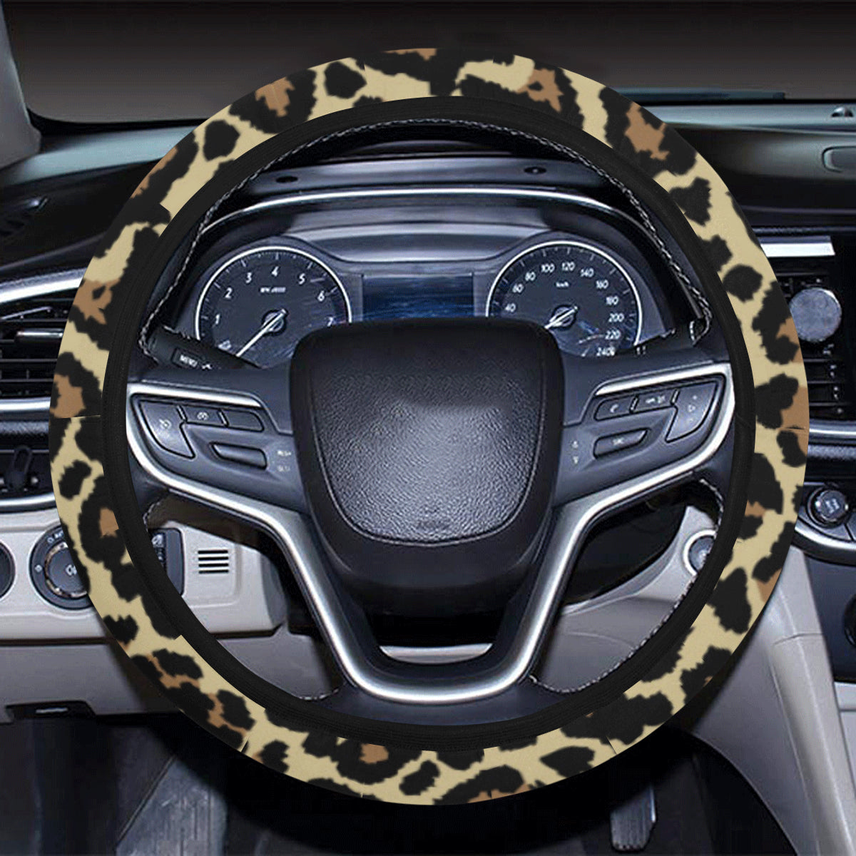 Cheetah Pattern Print Design 02 Steering Wheel Cover with Elastic Edge