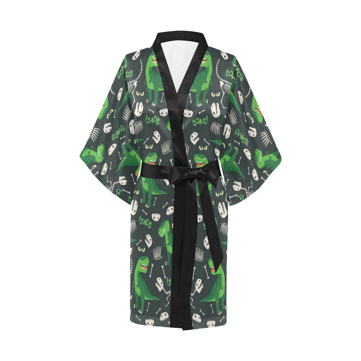 T Rex Pattern Print Design A05 Women's Short Kimono