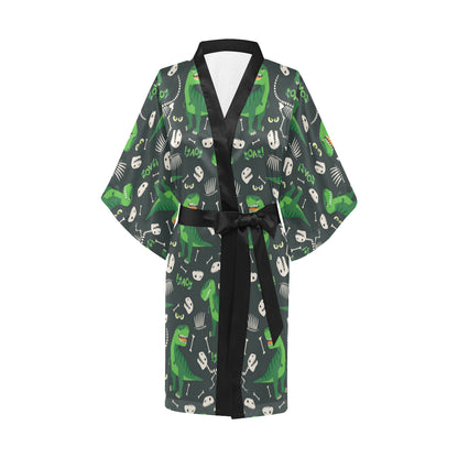 T Rex Pattern Print Design A05 Women's Short Kimono