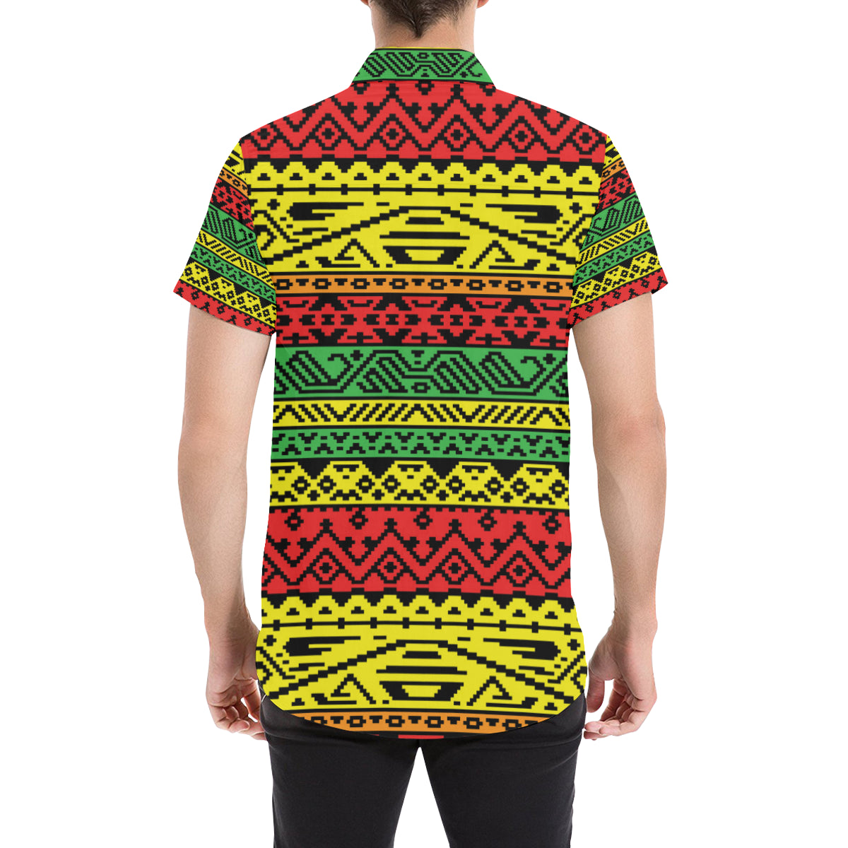 Rastafarian Pattern Print Design A02 Men's Short Sleeve Button Up Shirt