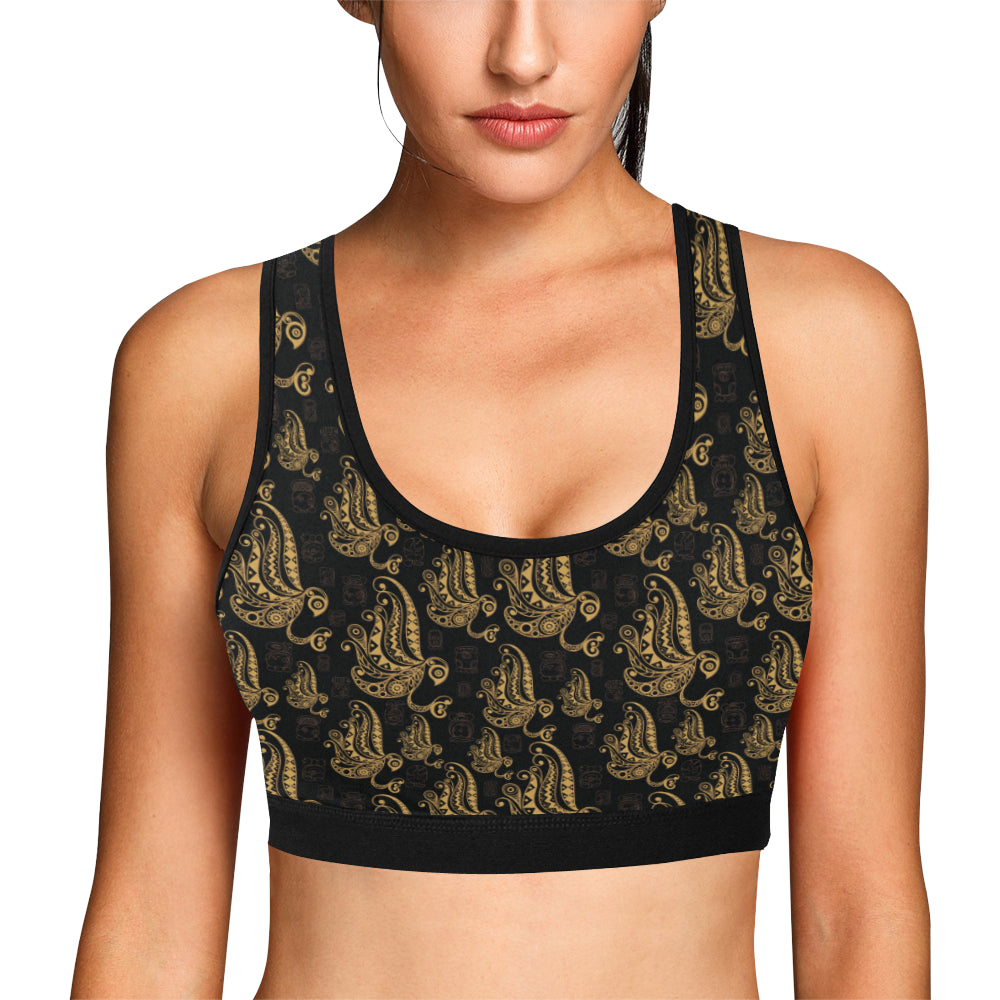 Owl Tribal Polynesian Design Print Sports Bra