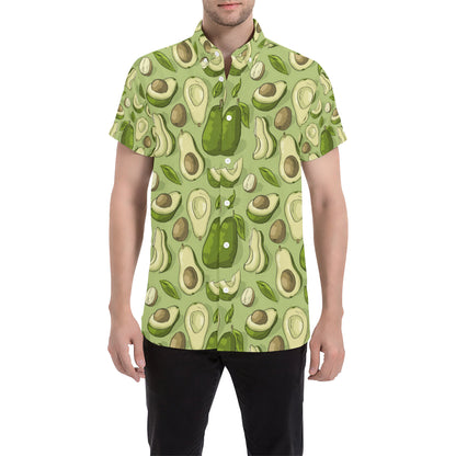 Avocado Pattern Print Design AC03 Men's Short Sleeve Button Up Shirt