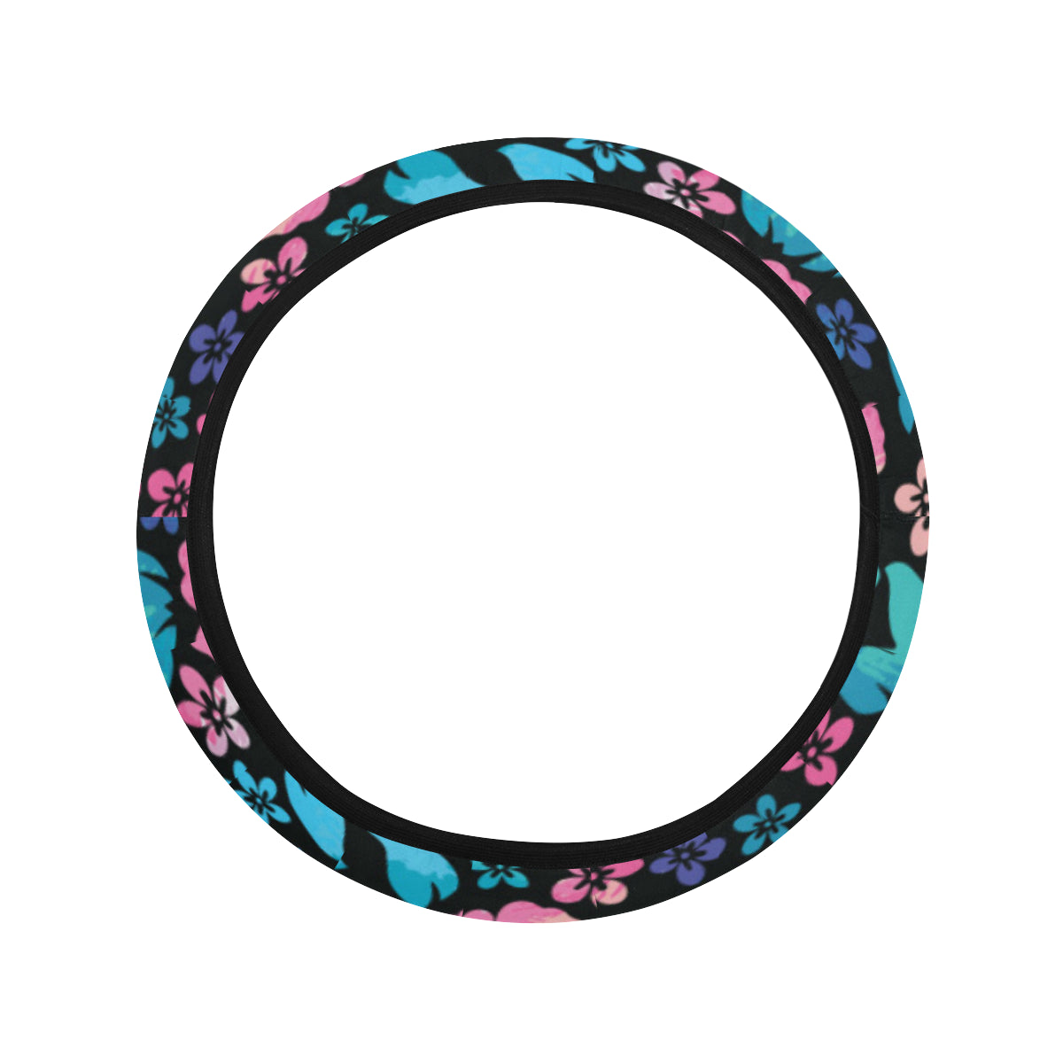 Pink Hibiscus Hawaiian Flower Steering Wheel Cover with Elastic Edge