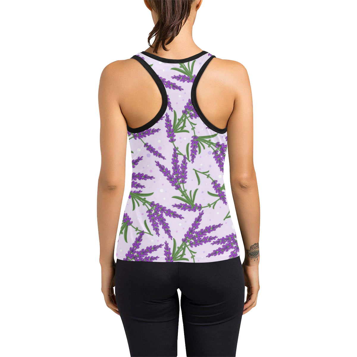 Lavender Pattern Print Design LV02 Women's Racerback Tank Top