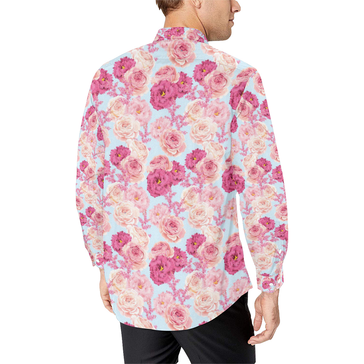 Lisianthus Pattern Print Design LT05 Men's Long Sleeve Shirt