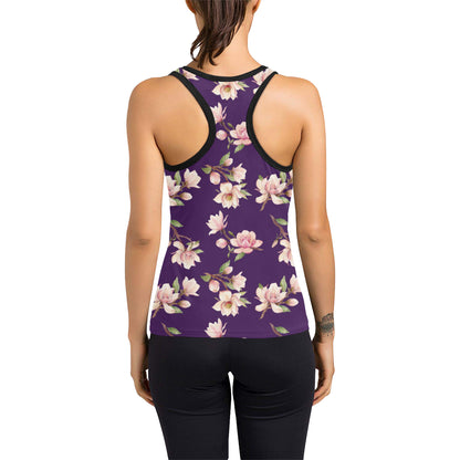 Magnolia Pattern Print Design MAG02 Women's Racerback Tank Top