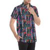 Barracuda with Folwer Pattern Print Design 01 Men's Short Sleeve Button Up Shirt