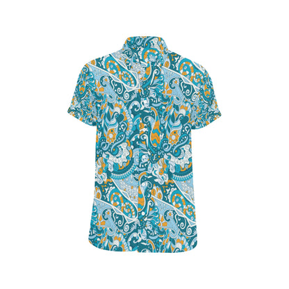 Funky Retro Pattern Print Design A03 Men's Short Sleeve Button Up Shirt
