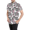 Cherry Blossom Pattern Print Design CB03 Men's Short Sleeve Button Up Shirt