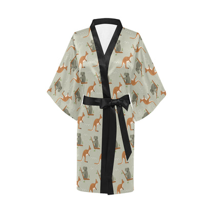 Koala Pattern Print Design 03 Women's Short Kimono