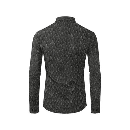 Snake Skin Black Print Men's Long Sleeve Shirt
