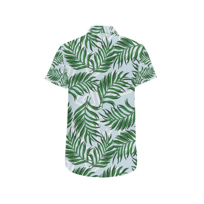 Palm Leaves Pattern Print Design PL06 Men's Short Sleeve Button Up Shirt
