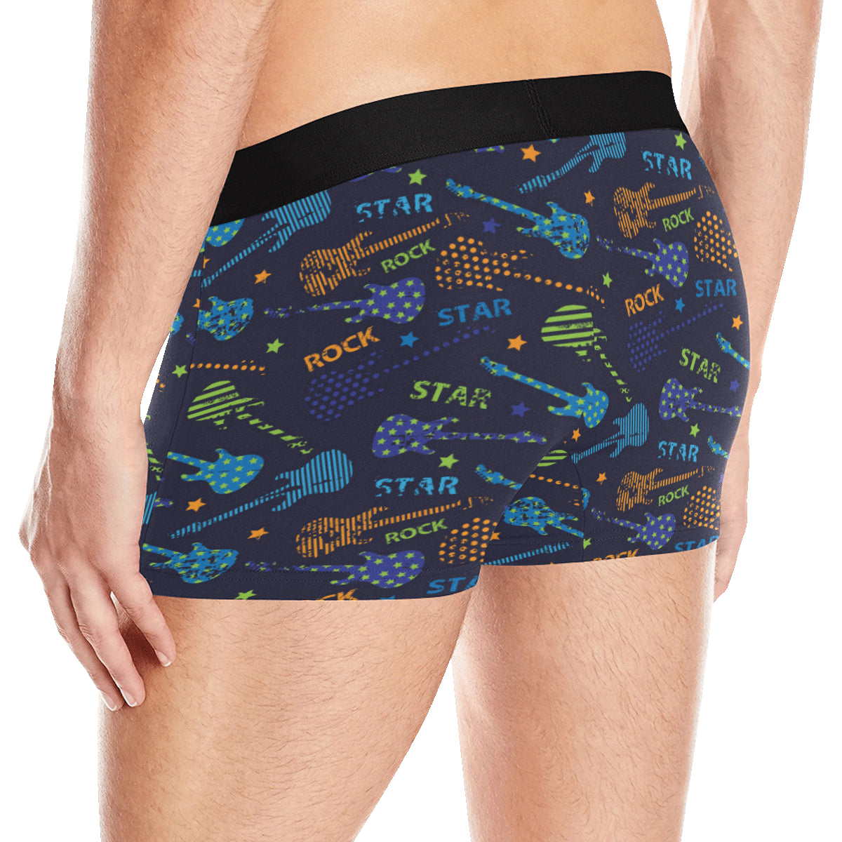 Rock and Roll Pattern Print Design A04 Men's Boxer Briefs