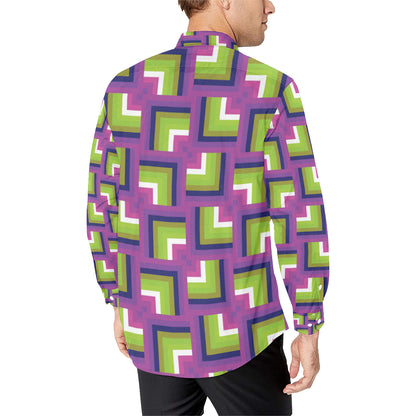 Optical illusion Pattern Print Design A05 Men's Long Sleeve Shirt