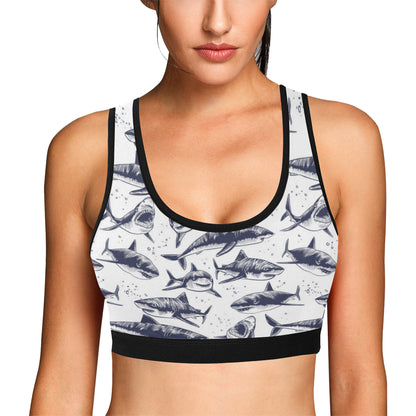 Great White Shark Pattern Print Design 02 Sports Bra