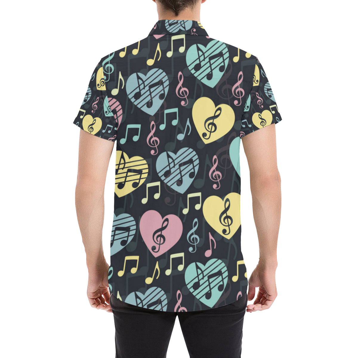 Music note Pattern Print Design A03 Men's Short Sleeve Button Up Shirt