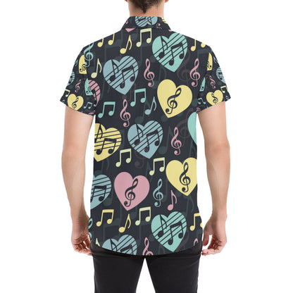 Music note Pattern Print Design A03 Men's Short Sleeve Button Up Shirt