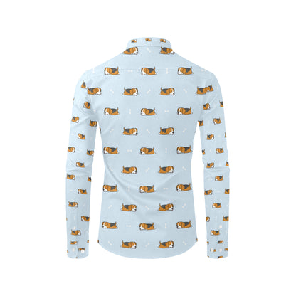 Beagle Pattern Print Design 06 Men's Long Sleeve Shirt