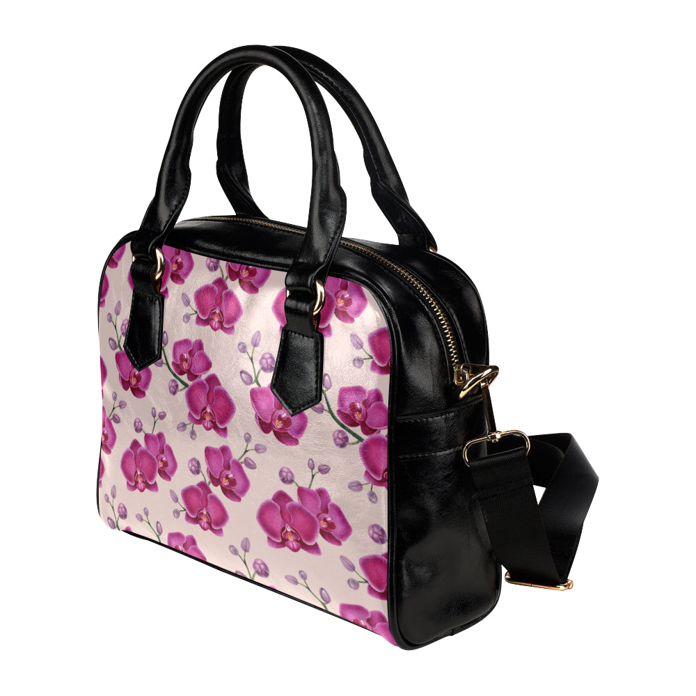 Orchid Pattern Print Design A02 Shoulder Handbag