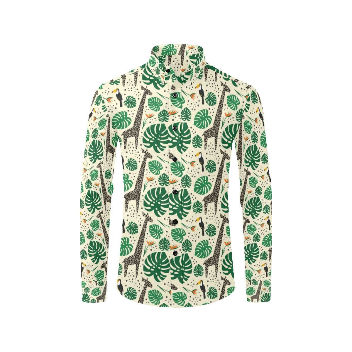 Rainforest Giraffe Pattern Print Design A02 Men's Long Sleeve Shirt