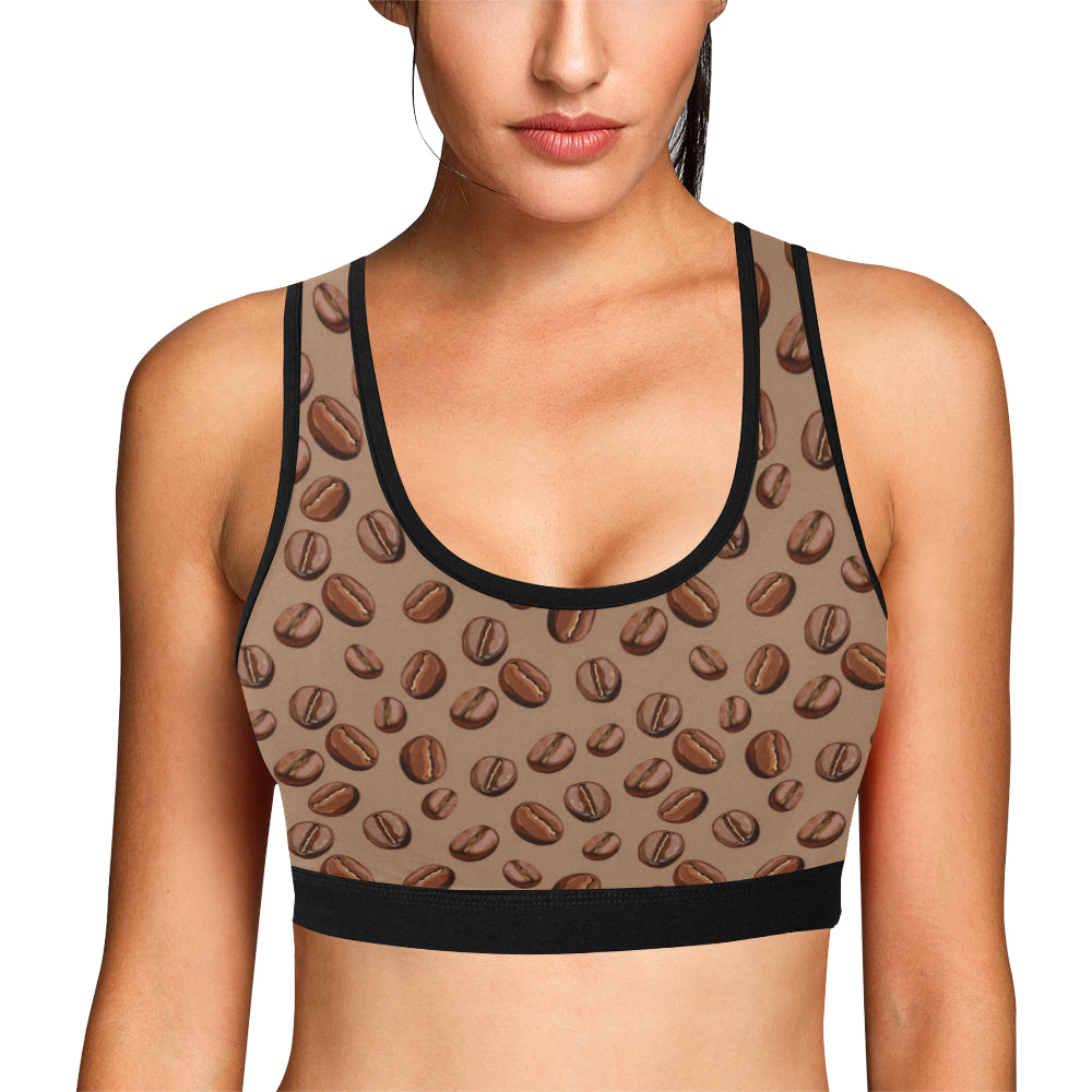 Coffee Pattern Print Design 07 Sports Bra