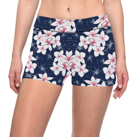 Plumeria Pattern Print Design PM017 Yoga Shorts
