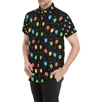 Ballon Colorful Pattern Print Design 04 Men's Short Sleeve Button Up Shirt