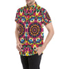 Kaleidoscope Pattern Print Design 02 Men's Short Sleeve Button Up Shirt